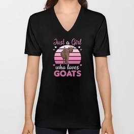 Just A Girl Who Loves Goats Cute Animals Goat V Neck T Shirt