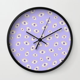 Pastel lilac eyes pattern Wall Clock