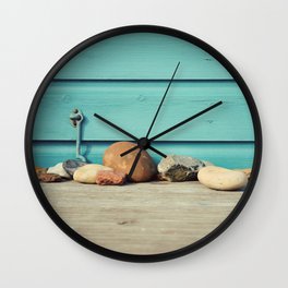 Beach Hut Stones Wall Clock