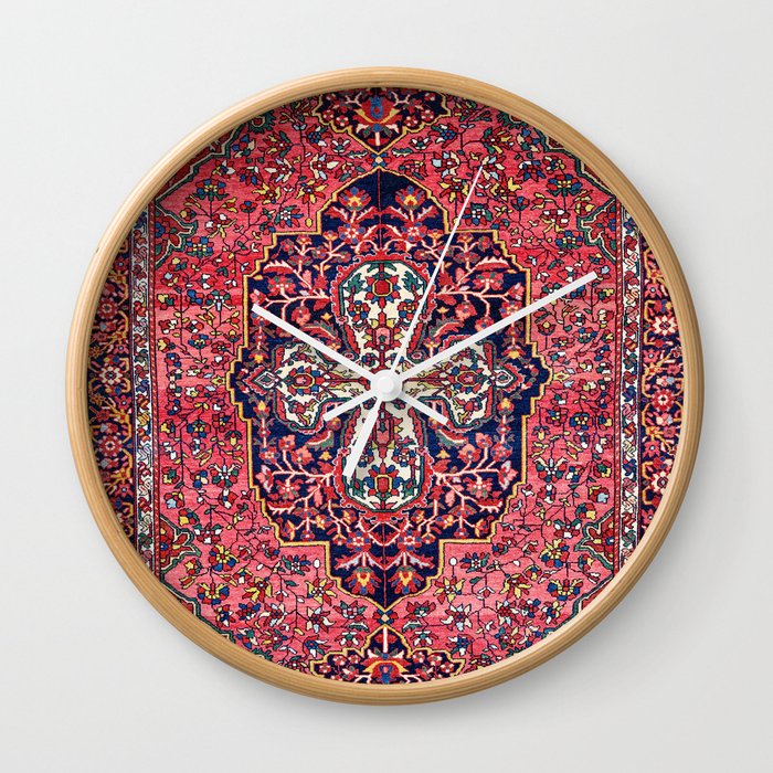 Bakhtiari West Central Persian Antique Rug Print Wall Clock