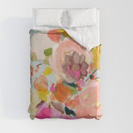 floral bouquet from above abstract art Duvet Cover