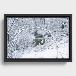 Snowfall at Brickworks on Christmas Day, 2020. LXV Framed Canvas