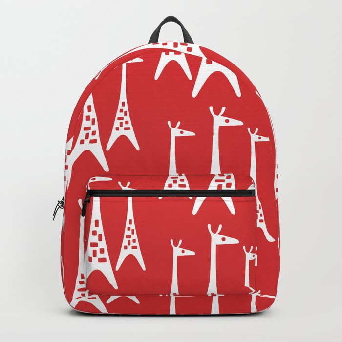 Mid Century Modern Giraffe Pattern 221 Red Backpack
