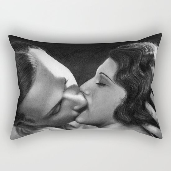 Kissing vintage couple - photorealistic pencil drawing Rectangular Pillow