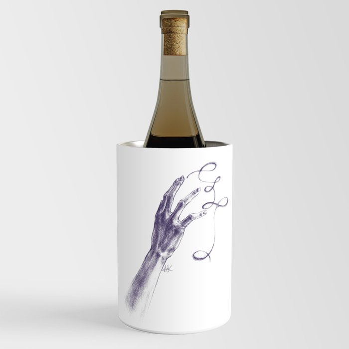 Hand (Te/手) Japanese kanji with hands pencil drawing  Wine Chiller