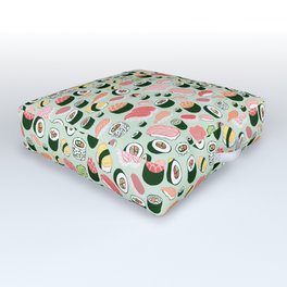 Sushi Love Outdoor Floor Cushion | Drawing, Pattern, Curated, Sashimi, Mint, Food, Digital, Kristinnohe, Sushiboat, Californiaroll 