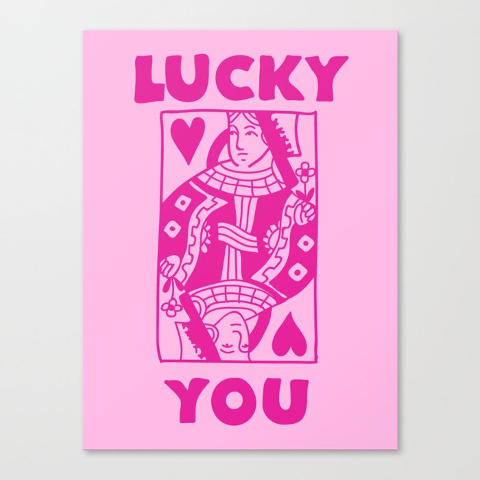 Lucky You - Queen of Hearts - Pink Canvas Print