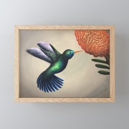 The Jeweled Messenger Framed Mini Art Print | Birdwatching, Flowers, Acrylic, Hummingbird, Farmhouse, Birds, Greige, Gift, Birdpainting, Hummingbirds 