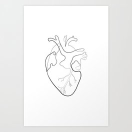 Single Line Anatomical Heart, Medical Wall Decor Art Print