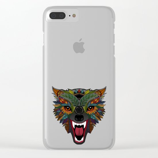 wolf fight flight ochre Clear iPhone Case