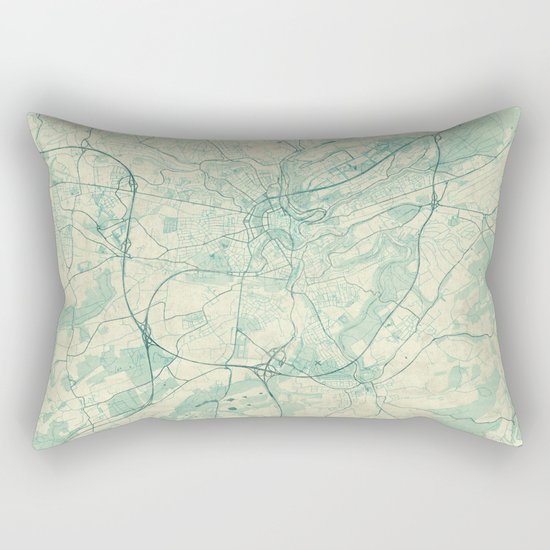 Luxembourg Map Blue Vintage Rectangular Pillow
