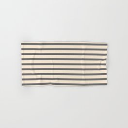 [ Thumbnail: Dim Gray & Beige Colored Pattern of Stripes Hand & Bath Towel ]