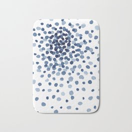 Explosion of Blue Confetti Bath Mat | Ink, Watercolor, Pattern, Minimalist, Dots, Pop Art, Circles, Indigo, Polkadot, Illustration 