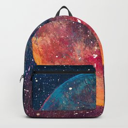 Fantastic oil painting beautiful big planet moon among stars in universe. Fantasy concept cosmos fine art paintingartwork illustration Backpack