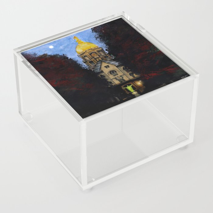 Golden Dome At Dusk: South Bend, IN Acrylic Box