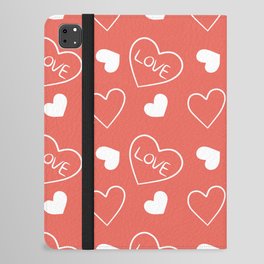 Valentines Day White Hand Drawn Hearts iPad Folio Case