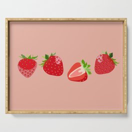 Strawberry - Colorful Summer Vibes Berry Art Design on Red Serving Tray