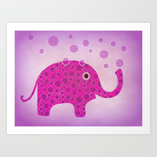 Elephant Blowing Bubbles Art Print