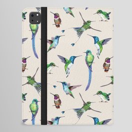 Cream Hummingbird Pattern iPad Folio Case