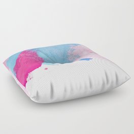 Hand Painted Abstract Magenta Pink Blue White Watercolor Strokes Floor Pillow