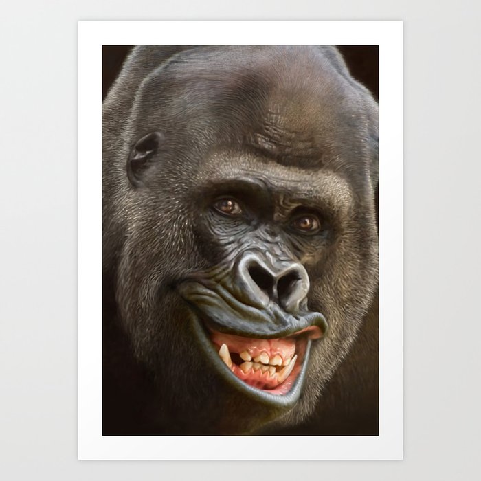 Smiling Ape / Gorilla Art Print