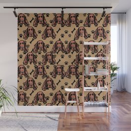 All over dog face pattern design. Wall Mural