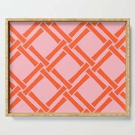 Classic Bamboo Trellis Pattern 563 Orange and Pink Serving Tray