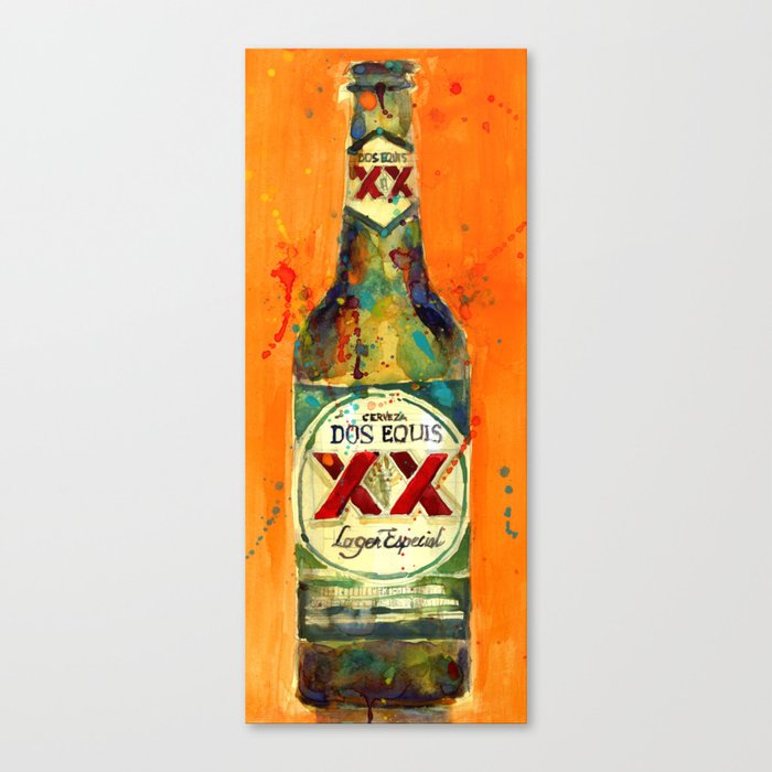 Dos Equis Xx Mexican Beer Canvas Print By Dorrierifkinwatercolors