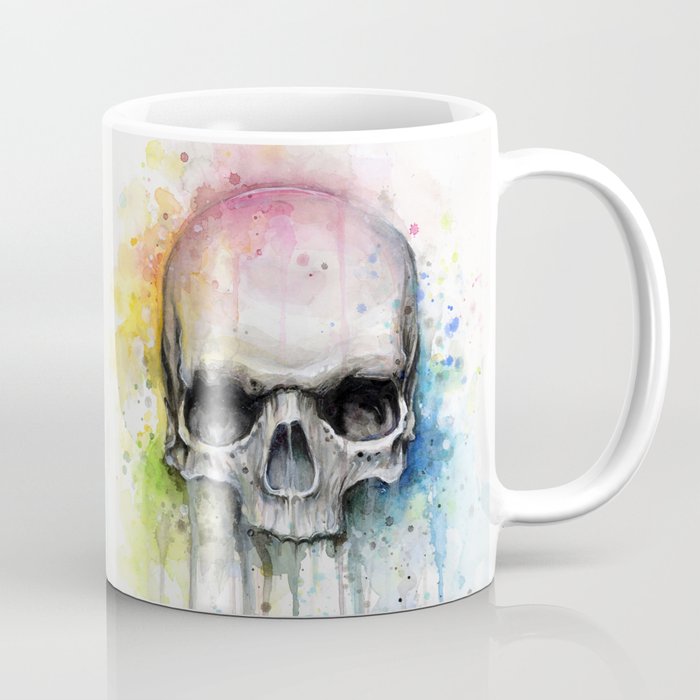 Skull Rainbow Watercolor Coffee Mug
