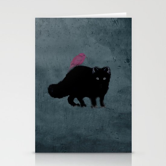 Cat and bird friends! Stationery Cards
