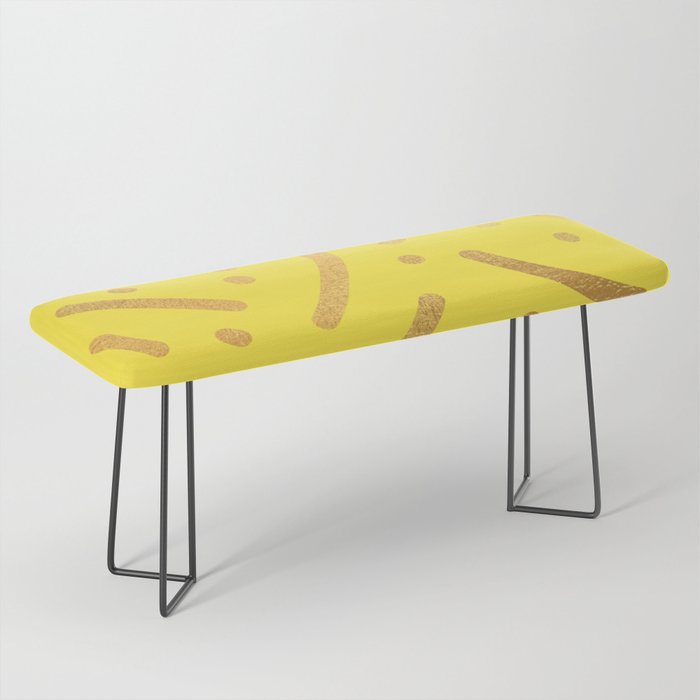 Yellow Gold colored abstract lines pattern Bench