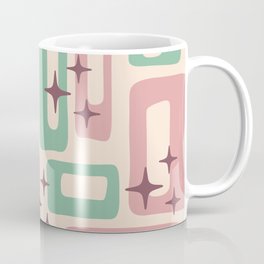 Retro Mid Century Modern Abstract Pattern 222 Dusty Rose and Pastel Green Coffee Mug