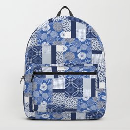 65 MCMLXV Indigo Floral Patchwork Pattern Backpack