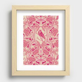 Hot Pink/Red & Cream Crow & Dragonfly Floral Recessed Framed Print