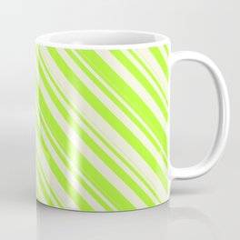 [ Thumbnail: Beige & Light Green Colored Lines Pattern Coffee Mug ]