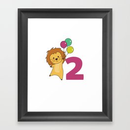 Lion Second Birthday Balloons For Kids Framed Art Print