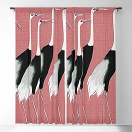 Tokyo Birds on Warm Nude Color Blackout Curtain