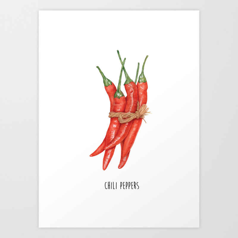 Chili Pepper Kitchen Poster Red Pepper Decor Illustration