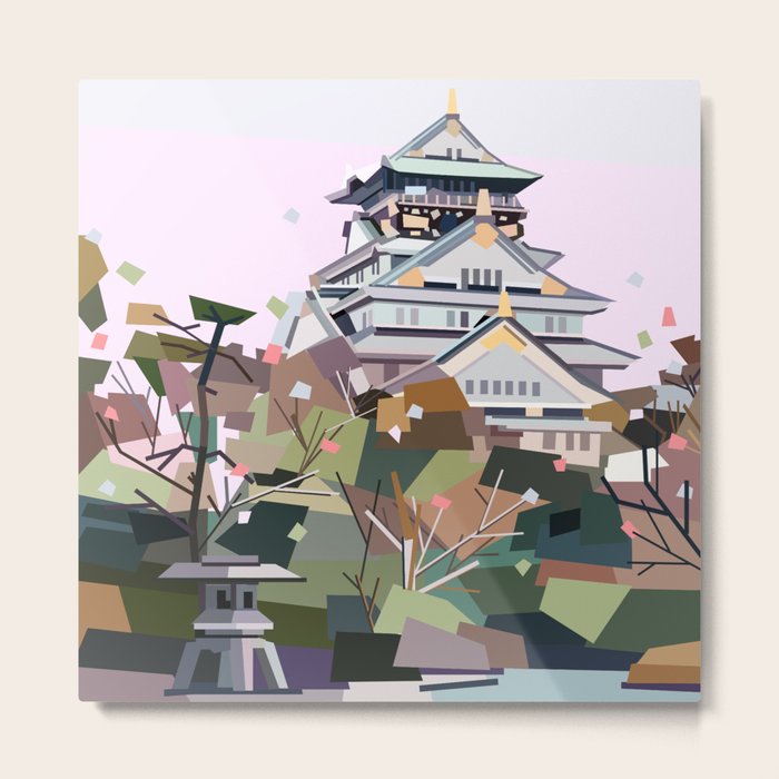 Geometric Osaka castle, Japan Metal Print by heiidiilaiiart | Society6
