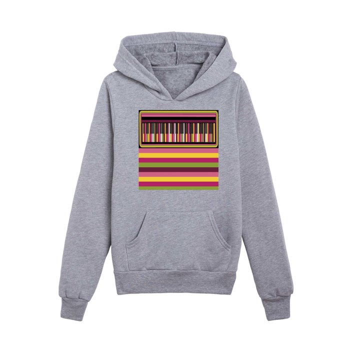 Colorful Retro Piano Keyboard with Gelato Stripes Artwork  Kids Pullover Hoodie