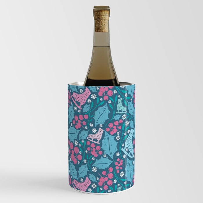 Christmas Xmas Blue Pattern Wine Chiller