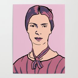 Emily Dickinson Portrait Pink Poster