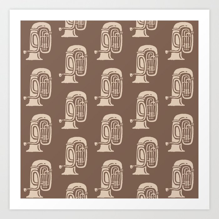 Tuba Pattern Brown and beige 2 Art Print