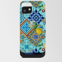 Tiles,mosaic,azulejo,quilt,Portuguese,majolica,lemons,citrus. iPhone Card Case