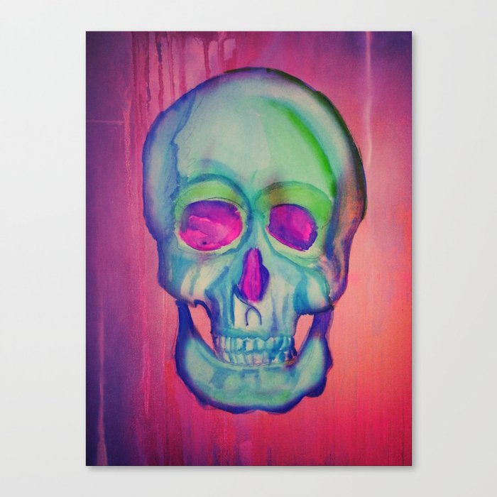 Watercolor skull/Blue Canvas Print