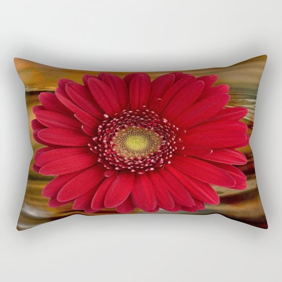 Red Daisy Abstract Rectangular Pillow