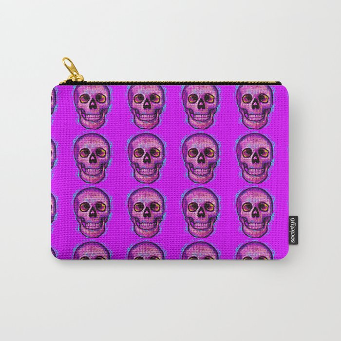 Fantasy colorful art with pink skull symbol in surreal impressionism style Carry-All Pouch