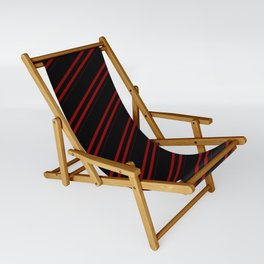 [ Thumbnail: Black & Dark Red Colored Striped Pattern Sling Chair ]