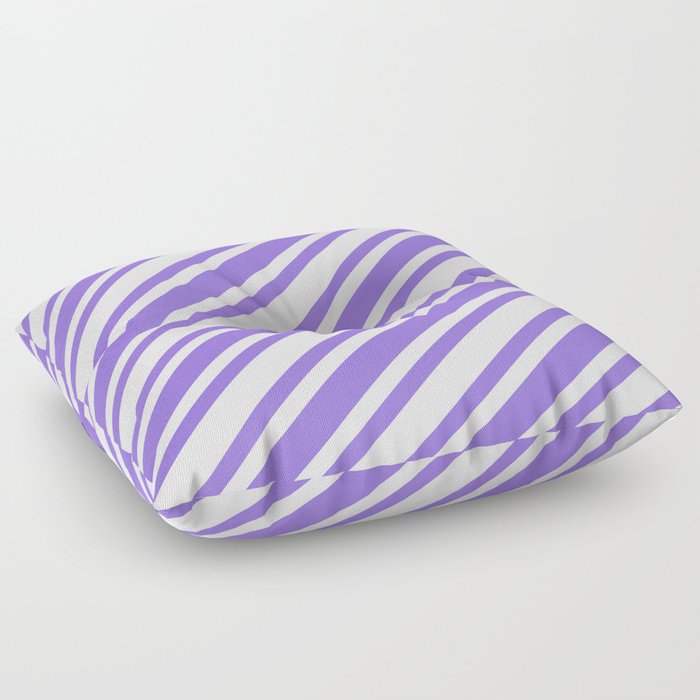 Purple and Mint Cream Colored Pattern of Stripes Floor Pillow