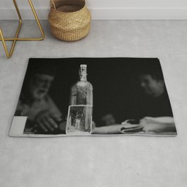 Bottle of Beer. Gottle of Geer. Black and white image.  Area & Throw Rug